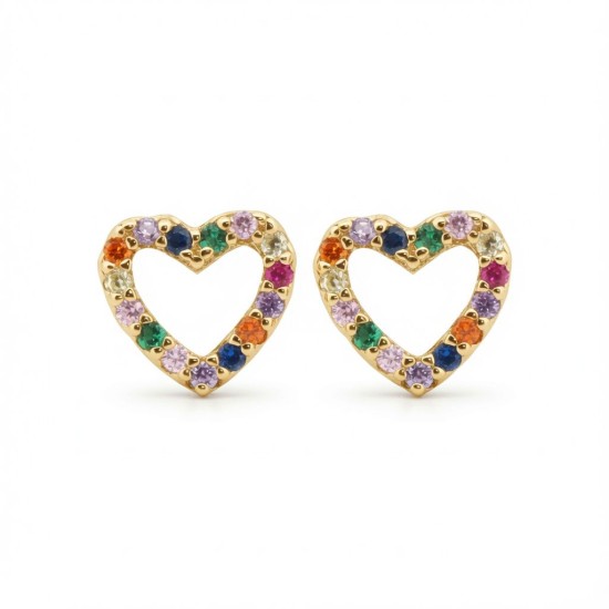 925 Sterling Silver 14k Gold Plated CZ Set Studs