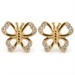 925 Sterling Silver 14k Gold Plated CZ Set Studs