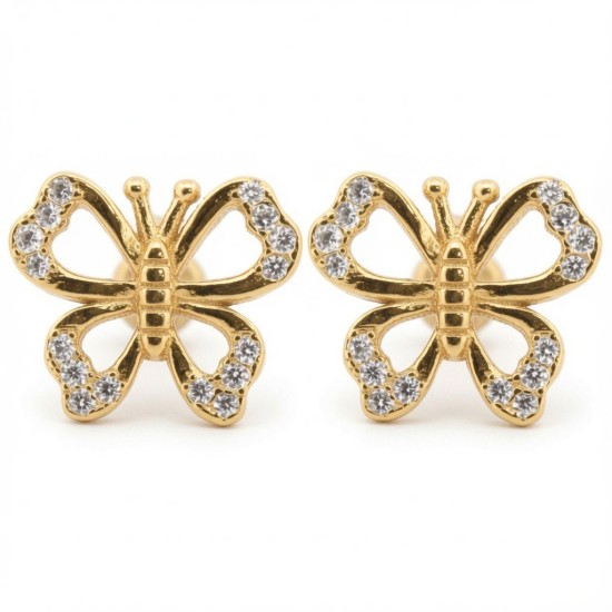 925 Sterling Silver 14k Gold Plated CZ Set Studs