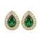925 Sterling Silver 14k Gold Plated Pear Shape Studs Emerald Centre CZ
