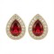 925 Sterling Silver 14k Gold Plated Pear Shape Studs Ruby Centre CZ