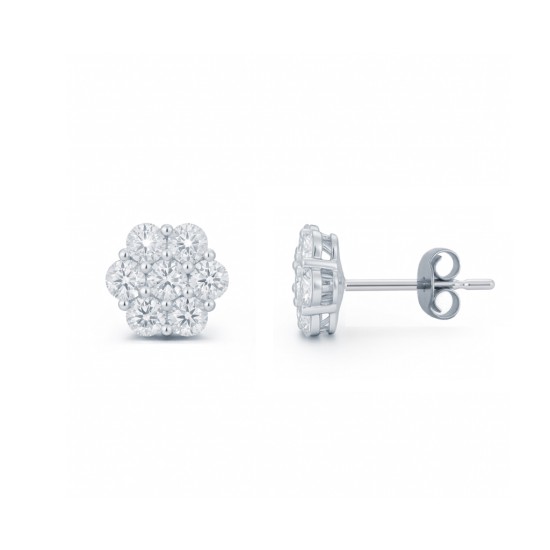 925 Silver CZ Set 6x1 Cluster Studs 6mm
