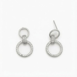 925 Sterling Silver CZ Circle Pendant Set