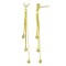 925 Sterling Silver 14K Gold Plated CZ Chain Tassel Earrings