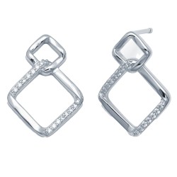 925 Sterling Silver CZ Square Knot Earrings