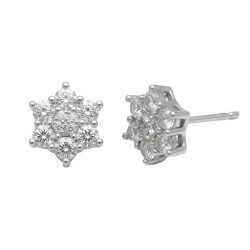 925 Sterling Silver CZ Star Cluster Stud Earrings