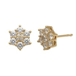 925 Sterling Silver 14K Gold Plated CZ Star Cluster Studs