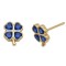 925 Sterling Silver 14K Gold Plated Blue CZ Clover Stud Earrings