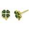 925 Sterling Silver 14K Gold Plated Green CZ Clover Stud Earrings