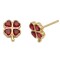 925 Sterling Silver 14K Gold Plated Red CZ Clover Stud Earrings