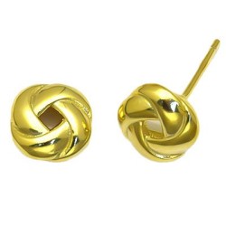 925 Sterling Silver 14K Gold Plated Love Knot Stud Earrings