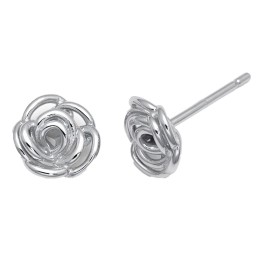 925 Sterling Silver Rose Stud Earrings