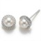 925 Sterling Silver Pearl CZ Halo Stud Earrings