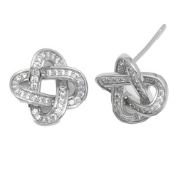 925 Sterling Silver CZ Love Knot Stud Earrings