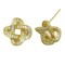 925 Sterling Silver 14K Gold Plated CZ Love Knot Stud Earrings