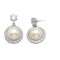 925 Sterling Silver Pearl CZ Drop Earrings