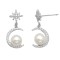 925 Sterling Silver Pearl CZ Star Moon Drop Earrings