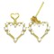 925 Sterling Silver 14K Gold Plated CZ Heart Drop Earrings