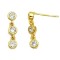 925 Sterling Silver 14K Gold Plated CZ Triple Drop Earrings