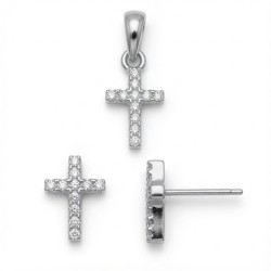 925 Sterling Silver CZ Cross Stud Earrings