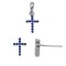 925 Sterling Silver Blue CZ Cross Stud Earrings