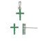 925 Sterling Silver Green CZ Cross Stud Earrings