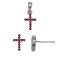 925 Sterling Silver Red CZ Cross Stud Earrings