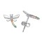 925 Sterling Silver Rainbow CZ Dragonfly Stud Earrings