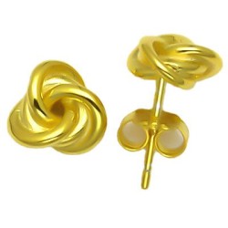925 Sterling Silver 14K Gold Plated Love Knot Stud Earrings