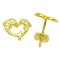 925 Sterling Silver 14K Gold Plated CZ Dolphin Heart Stud Earrings