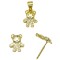 925 Sterling Silver 14K Gold Plated CZ Teddy Bear Stud Earrings