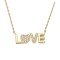 925 Sterling Silver 14K Gold Plated CZ LOVE Necklace