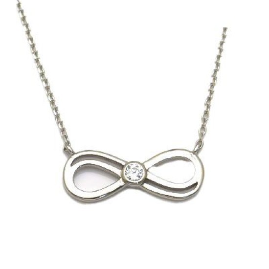 925 Sterling Silver CZ Infinity Necklace