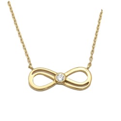 925 Sterling Silver 14K Gold Plated CZ Infinity Necklace