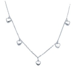 925 Sterling Silver Heart Charm Station Necklace
