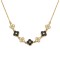 925 Sterling Silver 14K Gold Plated CZ Black Enamel Flower Necklace