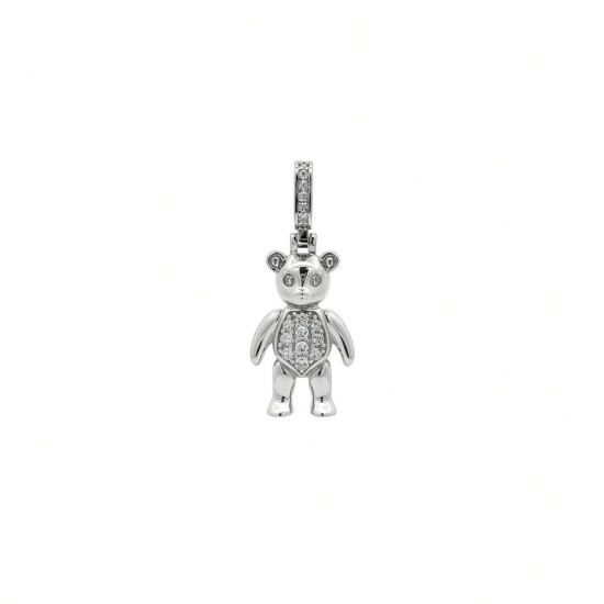 925 Silver CZ Set Teddy Bear Pendant