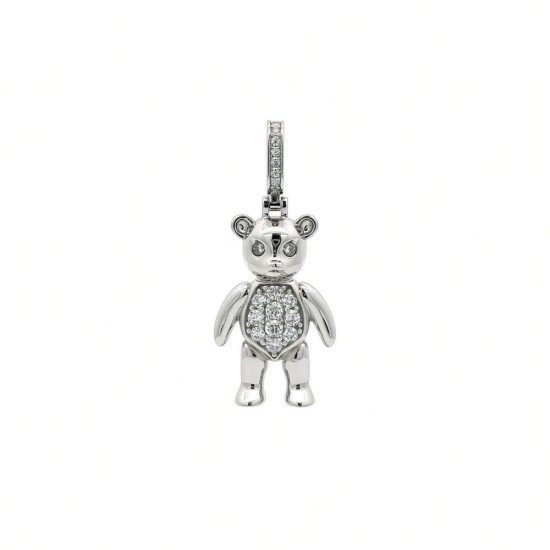 925 Silver CZ Set Teddy Bear Pendant