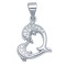 925 Sterling Silver CZ Dolphin Heart Pendant