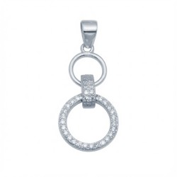 925 Sterling Silver CZ Linked Circle Pendant