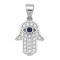 925 Sterling Silver CZ Hamsa Evil Eye Pendant