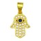 925 Sterling Silver 14K Gold Plated CZ Hamsa Evil Eye Pendant