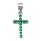 925 Sterling Silver Green CZ Cross Pendant