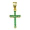 925 Sterling Silver 14K Gold Plated Green CZ Cross Pendant