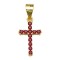 925 Sterling Silver 14K Gold Plated Red CZ Cross Pendant
