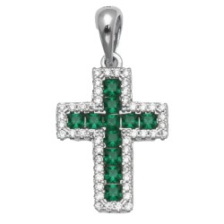 925 Sterling Silver Green CZ Cross Pendant