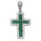 925 Sterling Silver Green CZ Cross Pendant