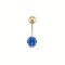 9ct Yellow Gold Sapphire Blue Cubic Zirconia Belly Bar