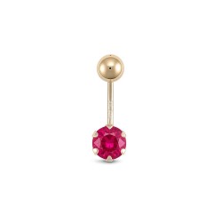 9ct Yellow Gold Ruby Red Cubic Zirconia Belly Bar