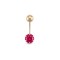 9ct Yellow Gold Ruby Red Cubic Zirconia Belly Bar